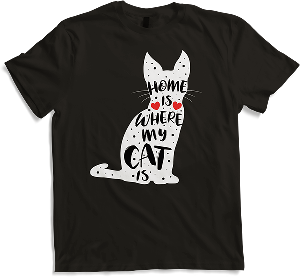 Produktbild von T-Shirt Lustiger Katzen-Spruch | Home Is Where My Cat Is | Kitty
