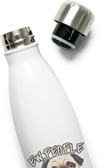 Produktbild vom Oberteil der Thermoflasche Lustiger Mops Spruch Ew People mit Gesichtsmaske