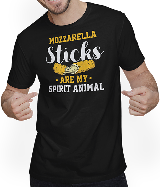 Produktbild von T-Shirt mit Mann Lustiger Mozarella Sticks Are My Spirit Animal Spruch Essen
