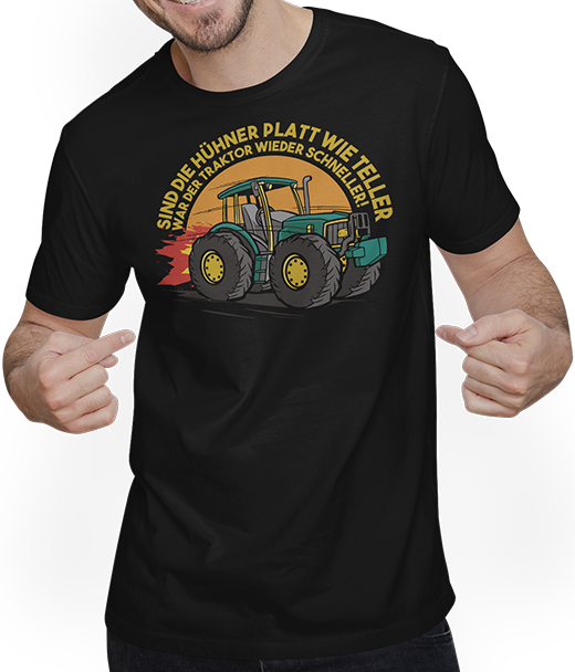 Produktbild von T-Shirt mit Mann Lustiger Trecker und Traktor Hühner Spruch Bauer Landwirte