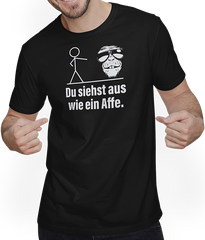 Produktbild von T-Shirt mit Mann Lustiger frecher Spruch | Du siehst auf wie ein Affe Witzig