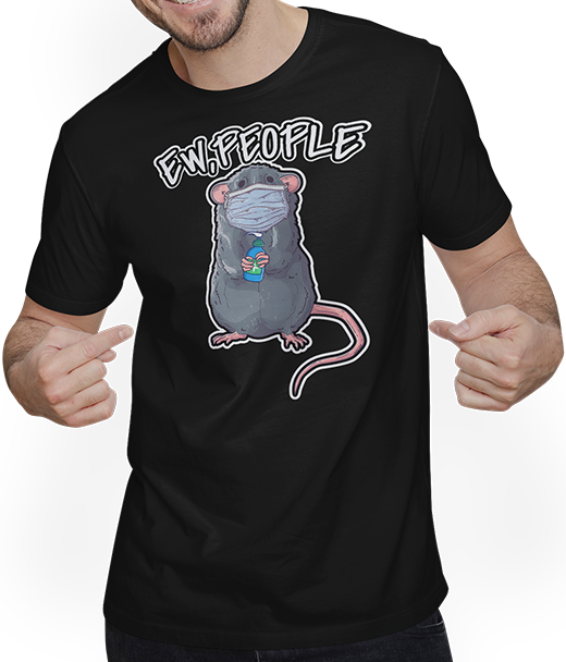 Produktbild von T-Shirt mit Mann Lustiges Ew People Top mit Ratte die Maske trägt Farbratten