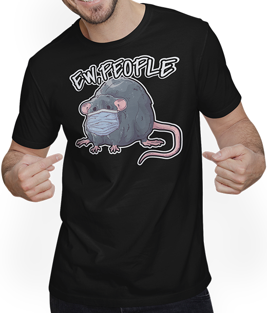 Produktbild von T-Shirt mit Mann Lustiges Ew People Top mit Ratte die Maske trägt Farbratten