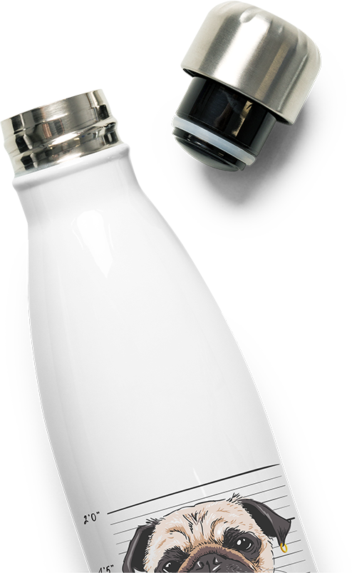 Produktbild vom Oberteil der Thermoflasche Lustiges krimineller Mops T-Shirt mit der Zahl PI - Pug Life