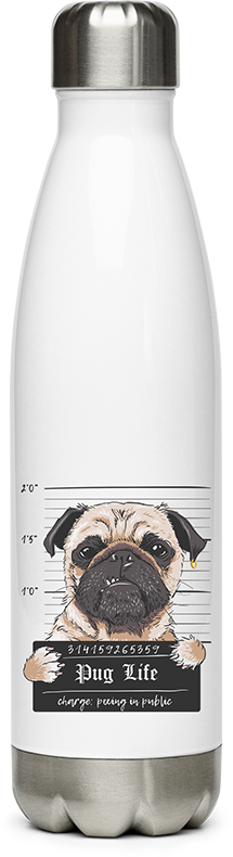 Produktbild von Edelstahlflasche Lustiges krimineller Mops T-Shirt mit der Zahl PI - Pug Life
