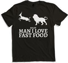 Produktbild von T-Shirt Man I Love Fast Food Jagd Löwe Antelo Lustiger Jäger Spruch