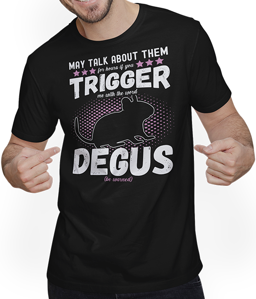 Produktbild von T-Shirt mit Mann May talk about Degus Funny Degu Spruch Degus Zubehör