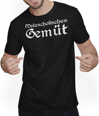 Produktbild von T-Shirt mit Mann Melancholisches Gemüt Gothic Sprüche Dark Wave Batcave Goth