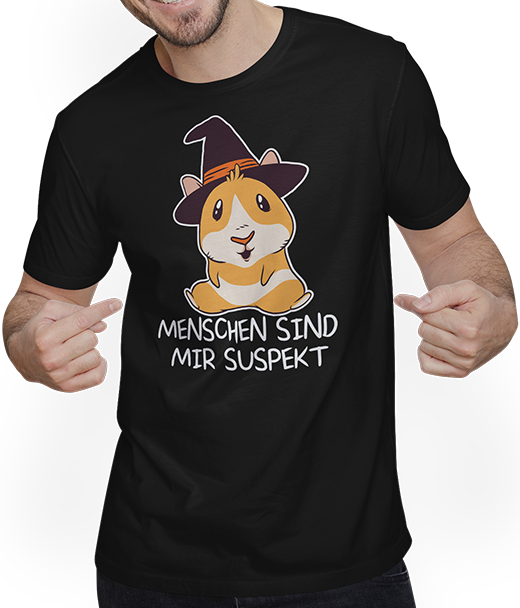 Produktbild von T-Shirt mit Mann Menschen sind mir suspekt Lustiger Meerschweinchen Spruch