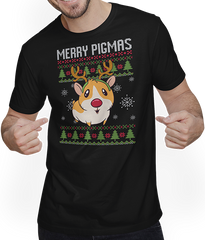 Produktbild von T-Shirt mit Mann Merry Pigmas Ugly Christmas Lustiger Meerschweinchen Spruch