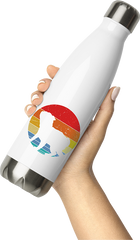 Produktbild von Thermosflasche von Hand gehalten Mops Vintage Sonne | Retro Sonnenuntergang Hunde Silhouette