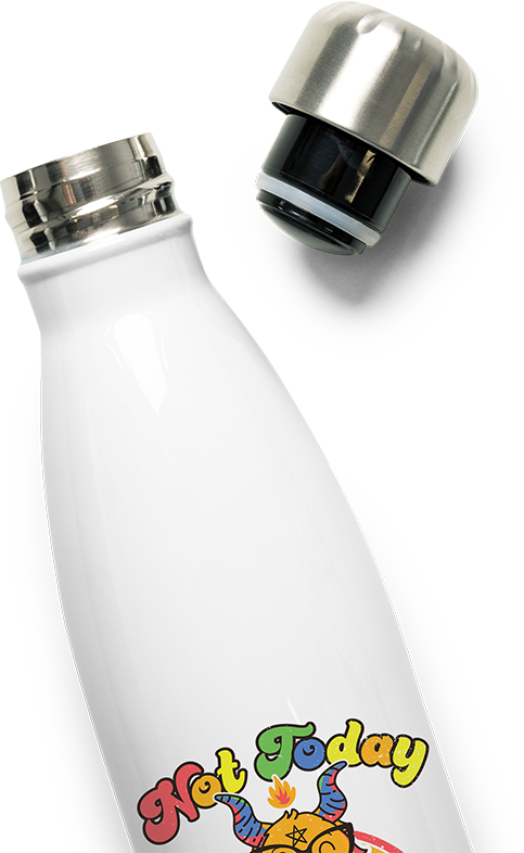 Produktbild vom Oberteil der Thermoflasche Nicht heute Jesus Witzig Kawaii Nerd Baphomet Satan Teufel