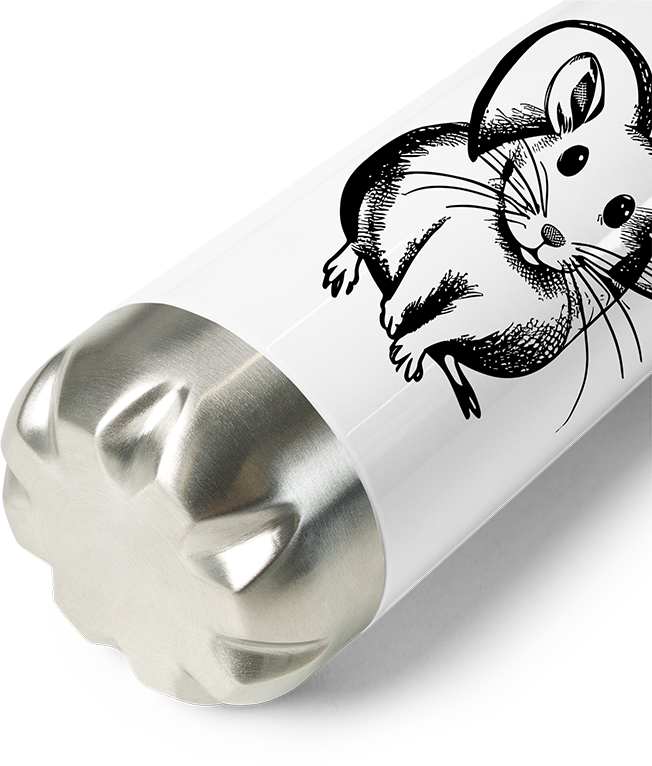 Produktbild vom Boden der Thermoflasche Niedliche Ratten-Illustration mit Herz, Haustier-Ratten-Zeichnung, ausgefallene Ratten