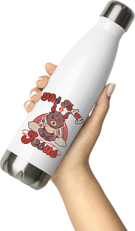 Produktbild von Thermosflasche von Hand gehalten Not Today Jesus Lustiger Kawaii Baphomet Satan Devil Cute Bear