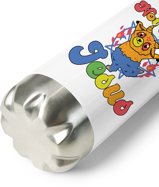 Produktbild vom Boden der Thermoflasche Not Today Jesus Witzig Baphomet tanzt Satan Teufel Einhorn