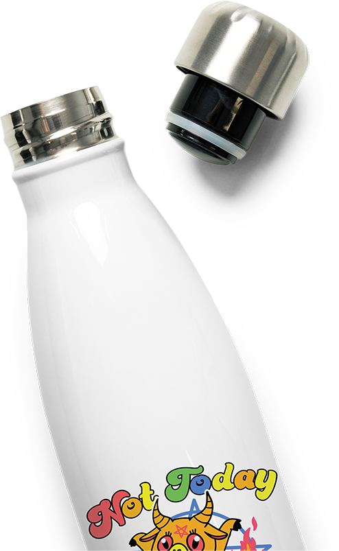 Produktbild vom Oberteil der Thermoflasche Not Today Jesus Witzig Baphomet tanzt Satan Teufel Einhorn