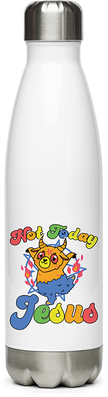 Produktbild von Edelstahlflasche Not Today Jesus Witzig Baphomet tanzt Satan Teufel Einhorn