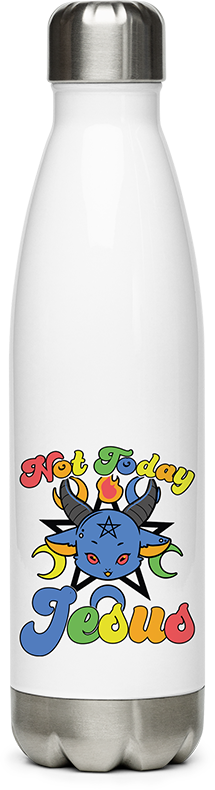 Produktbild von Edelstahlflasche Not Today Jesus Witzig Kawaii Baphomet Satan Teufel Einhorn