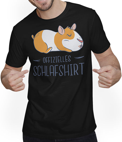 Produktbild von T-Shirt mit Mann Offizielles Schlafshirt | Pyjama Schlafanzug Meerschweinchen