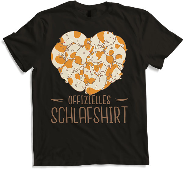 Produktbild von T-Shirt Offizielles Schlafshirt | Schlafanzug Meerschweinchen Herz
