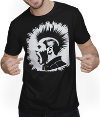 Produktbild von T-Shirt mit Mann Schreiender Punkrocker mit mohican Anarchy Punk