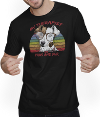 Produktbild von T-Shirt mit Mann Süßer Foxterrier | Cooler Spruch | Therapie Hund | Retro