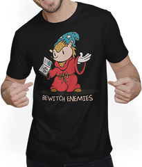 Produktbild von T-Shirt mit Mann Bewitch Enemies Funny Magic Hedgehog Hexe Spruch Hexerei