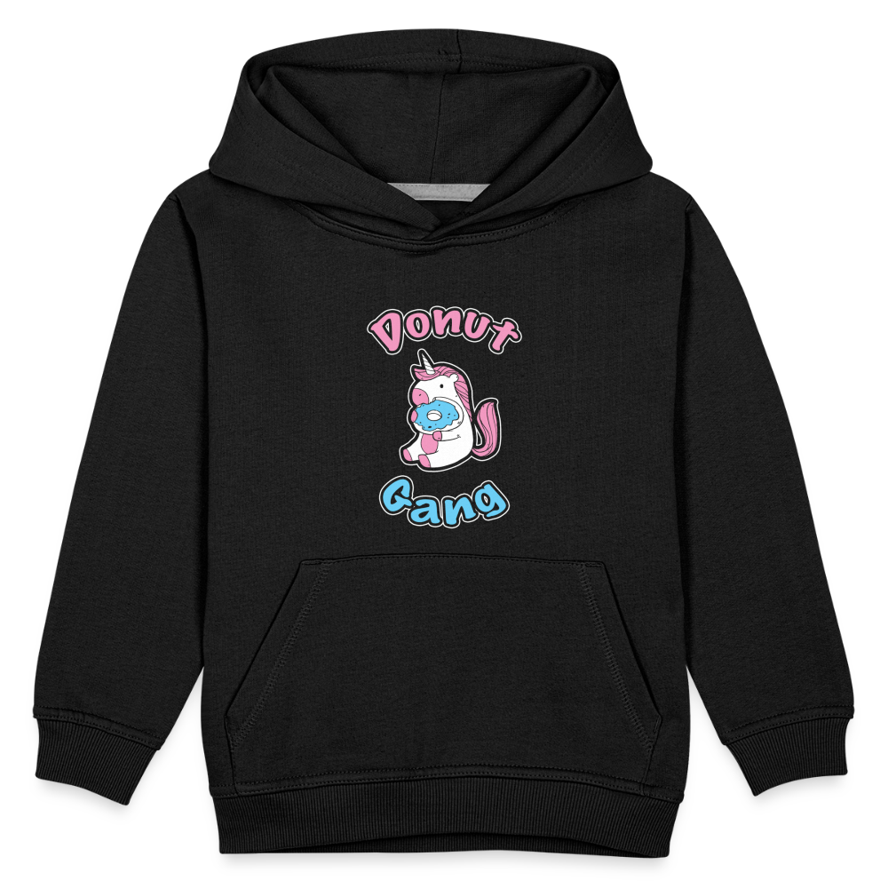 Donut Gang Einhorn nascht Kinder Premium Hoodie - Schwarz