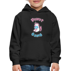 Donut Gang Einhorn nascht Kinder Premium Hoodie - Schwarz