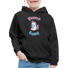 Donut Gang Einhorn nascht Kinder Premium Hoodie - Schwarz