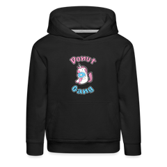 Donut Gang Einhorn nascht Kinder Premium Hoodie - Schwarz