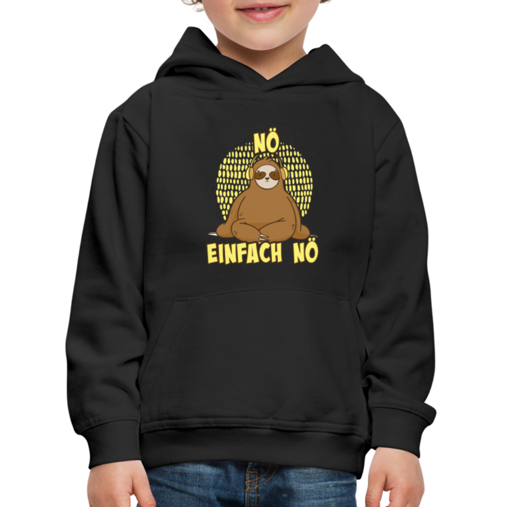 Faultier Kopfhörer Nö Einfach Nö Kinder Premium Hoodie - Schwarz