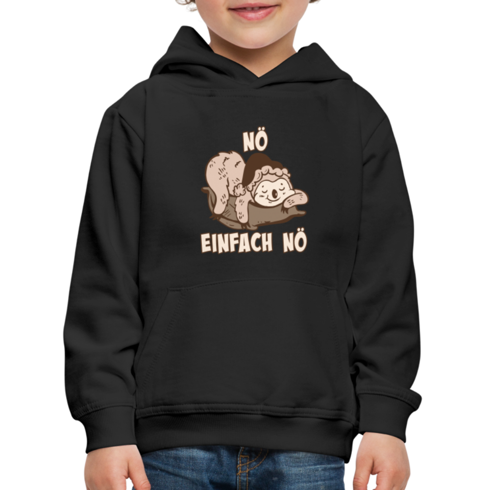 Faultier Schlafmütze Nö Einfach Nö Kinder Premium Hoodie - Schwarz