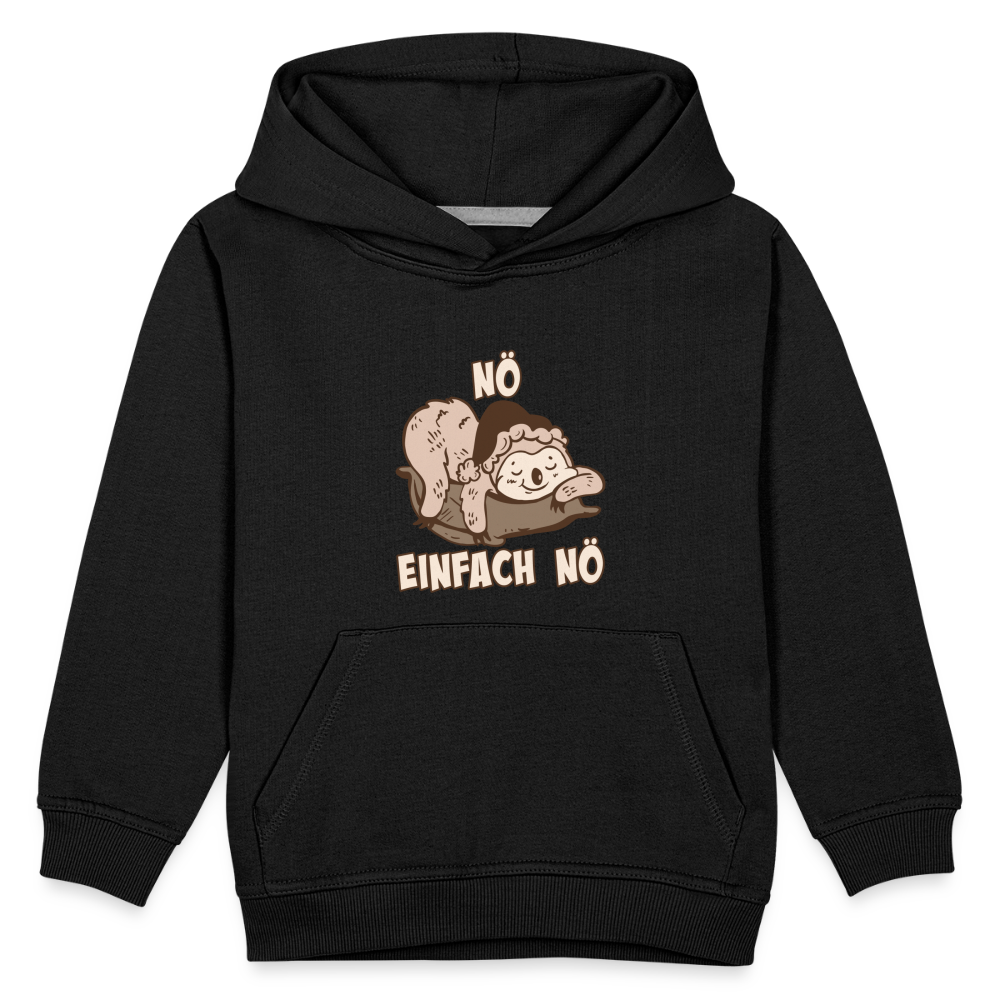 Faultier Schlafmütze Nö Einfach Nö Kinder Premium Hoodie - Schwarz
