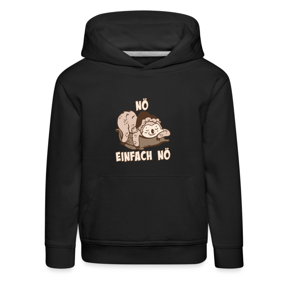 Faultier Schlafmütze Nö Einfach Nö Kinder Premium Hoodie - Schwarz
