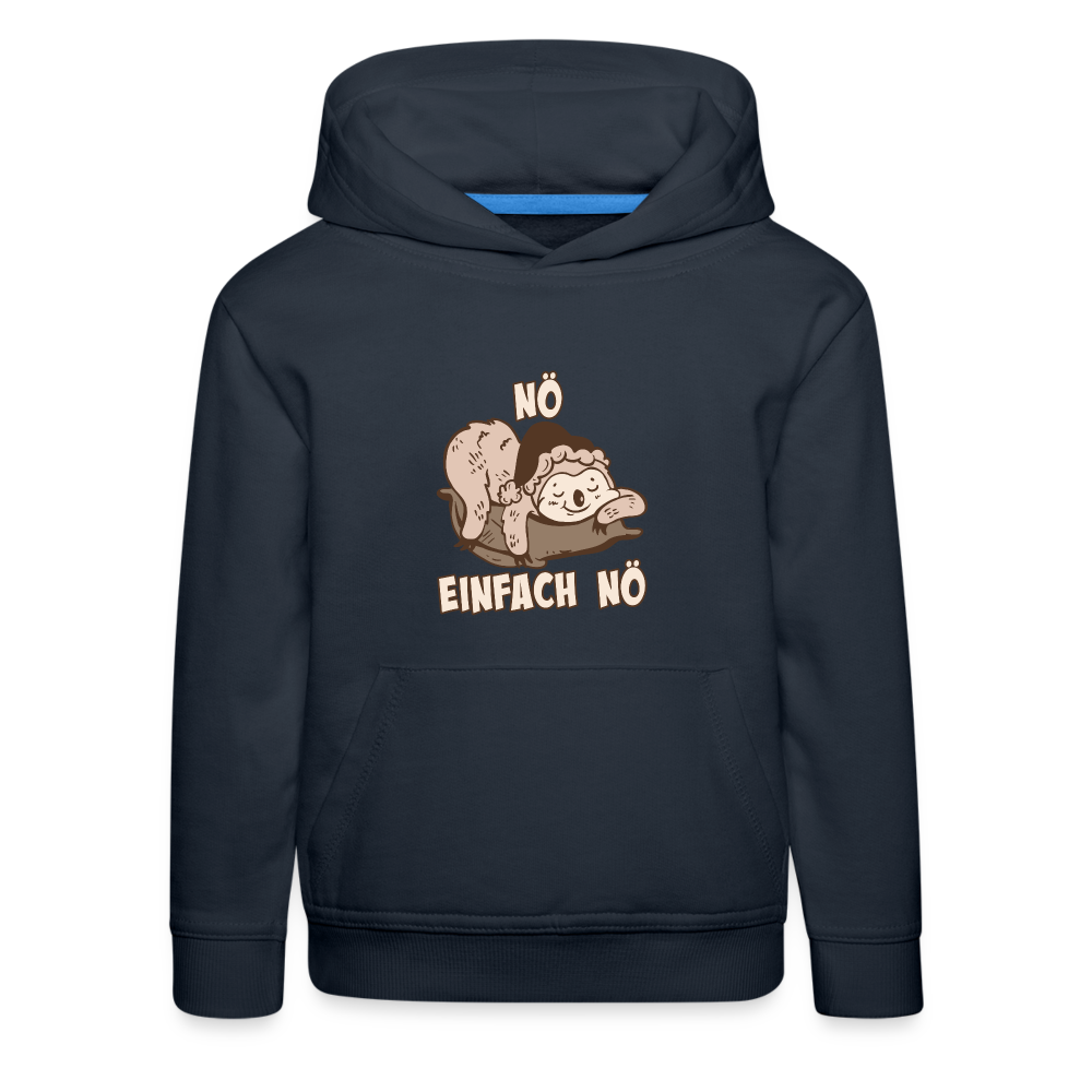 Faultier Schlafmütze Nö Einfach Nö Kinder Premium Hoodie - Navy