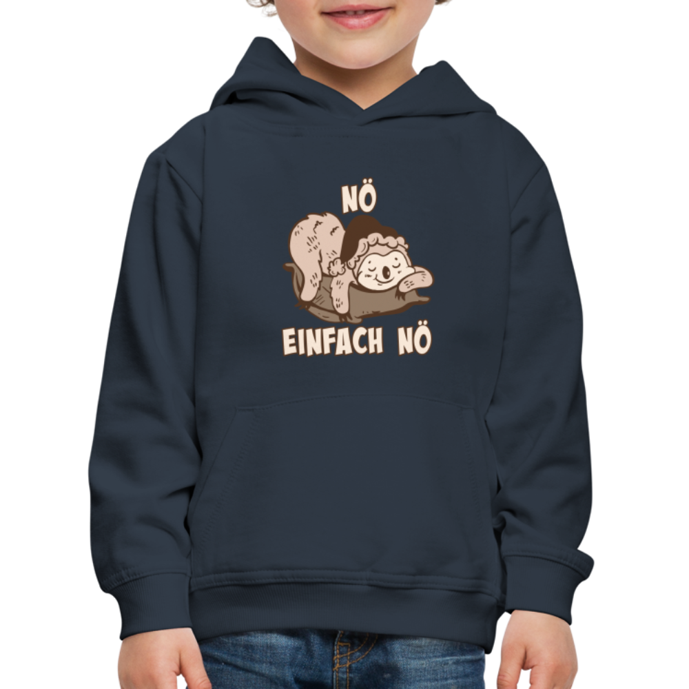 Faultier Schlafmütze Nö Einfach Nö Kinder Premium Hoodie - Navy