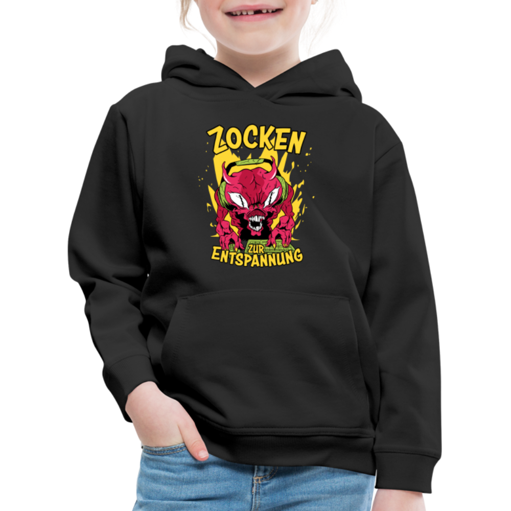 Monster Zocken zur Entspannung Kinder Premium Hoodie - Schwarz