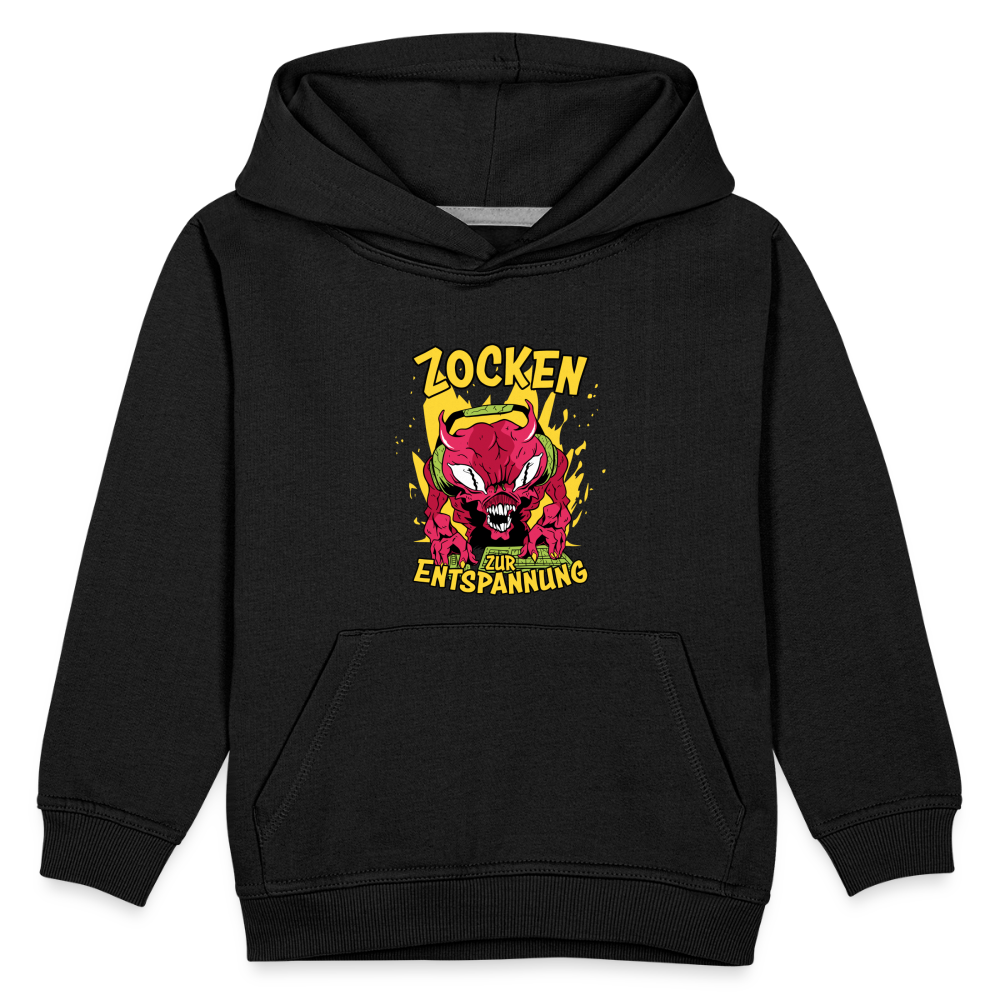 Monster Zocken zur Entspannung Kinder Premium Hoodie - Schwarz