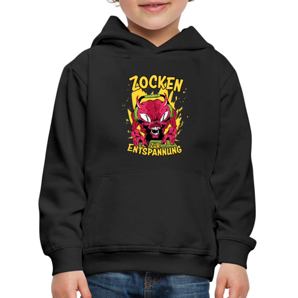 Monster Zocken zur Entspannung Kinder Premium Hoodie - Schwarz
