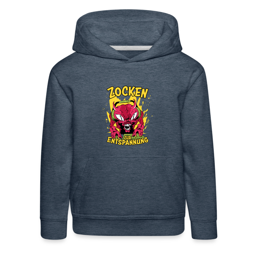 Monster Zocken zur Entspannung Kinder Premium Hoodie - Jeansblau
