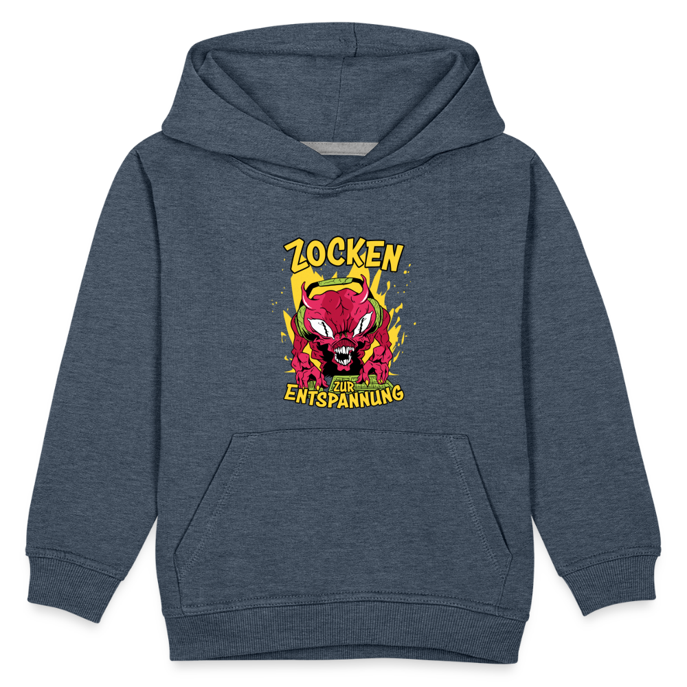 Monster Zocken zur Entspannung Kinder Premium Hoodie - Jeansblau
