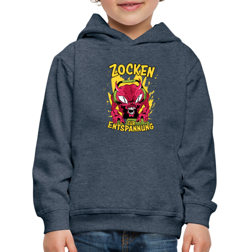 Monster Zocken zur Entspannung Kinder Premium Hoodie - Jeansblau