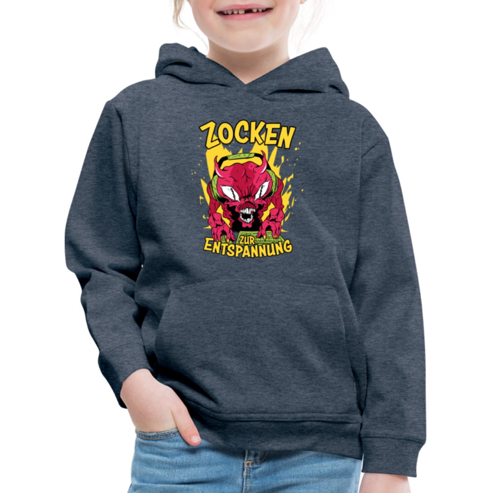 Monster Zocken zur Entspannung Kinder Premium Hoodie - Jeansblau