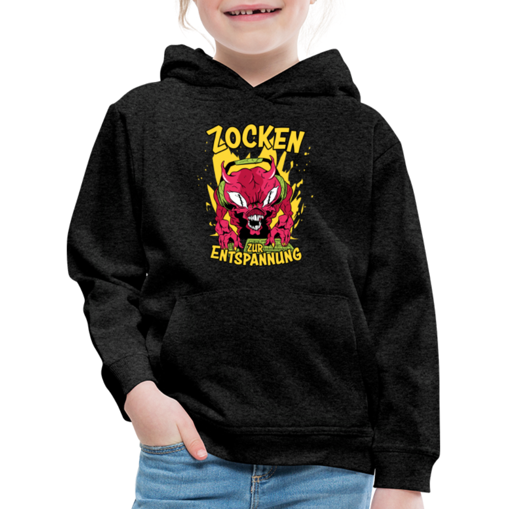 Monster Zocken zur Entspannung Kinder Premium Hoodie - Anthrazit