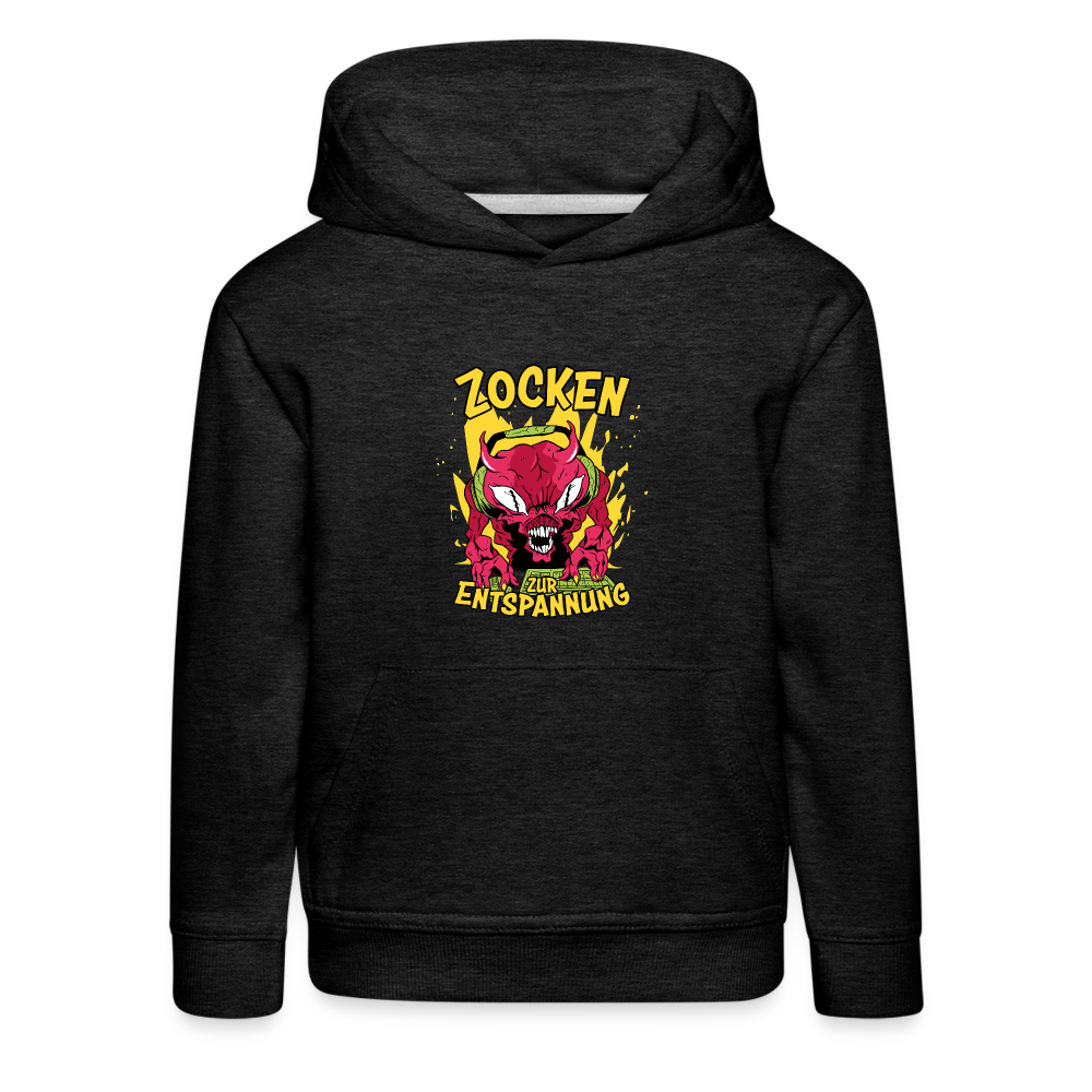 Monster Zocken zur Entspannung Kinder Premium Hoodie - Anthrazit