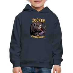 Braunbär Zocken zur Entspannung Kinder Premium Hoodie - Navy