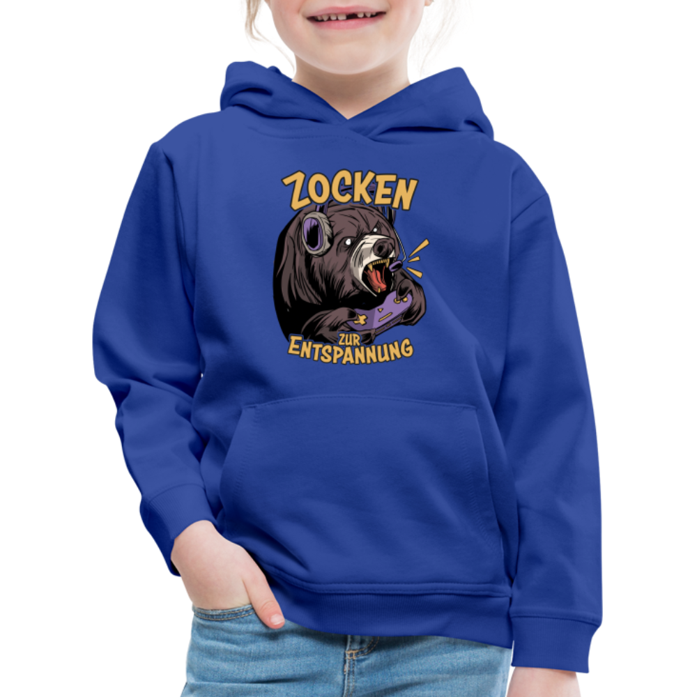 Braunbär Zocken zur Entspannung Kinder Premium Hoodie - Royalblau