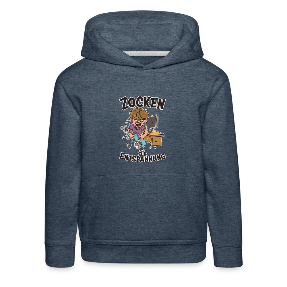 Junge Zocken zur Entspannung Kinder Premium Hoodie - Jeansblau