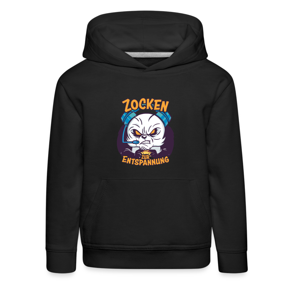 Panda Zocken zur Entspannung Kinder Premium Hoodie - Schwarz